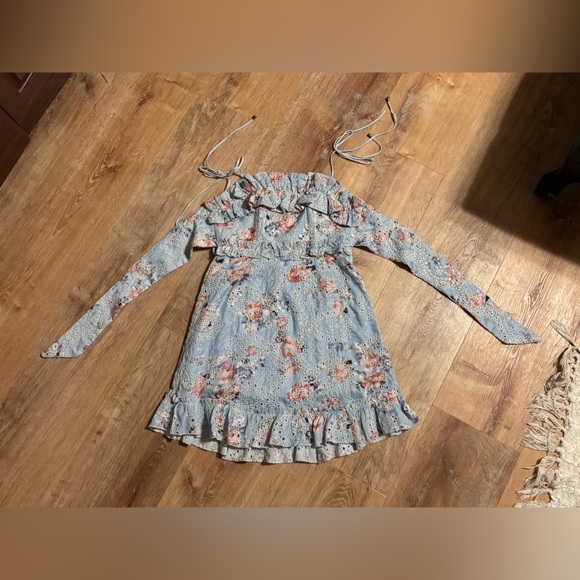 Frill Seeker Eyelet Embroidery TieBack Dress Floral Print  M flawed **2 for 20** - Picture 9 of 16